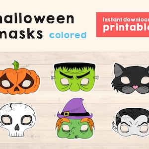 Halloween mask kids diy Halloween costume Pumpkin mask Witch mask Frankenstein mask Vampire mask Halloween Printable Masks Instant Download