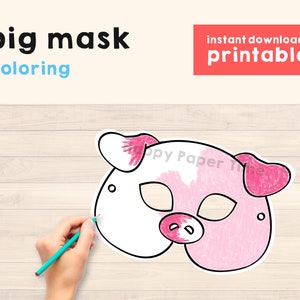 Pig Mask Printable Farm Party Activity Animal Party Activity Kids Activity Coloring Page ...