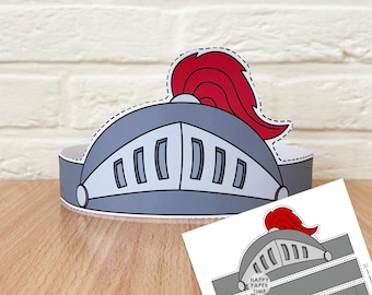 Knight Paper helmet crown template Fantasy Party Headband Costume Printable Kids Craft Birthday Favor pdf favor DIY - Instant Download