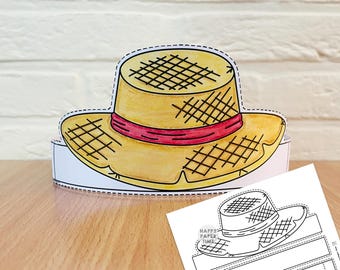 Boerenhoed, tuinman, papieren kroon, feestkleurplaat, printbaar knutselwerkje voor kinderen, gemeenschapskostuum, verjaardagscadeautje, doe-het-zelf, direct downloaden