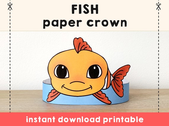 Fish Paper Crown Party Printable Party Hat Kids Craft Ocean Animal