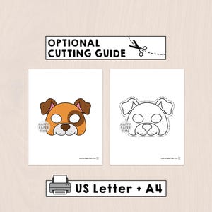 Dog paper mask costume pet animal coloring craft activity party favor animal printable mask - Instant Download PDF image 3