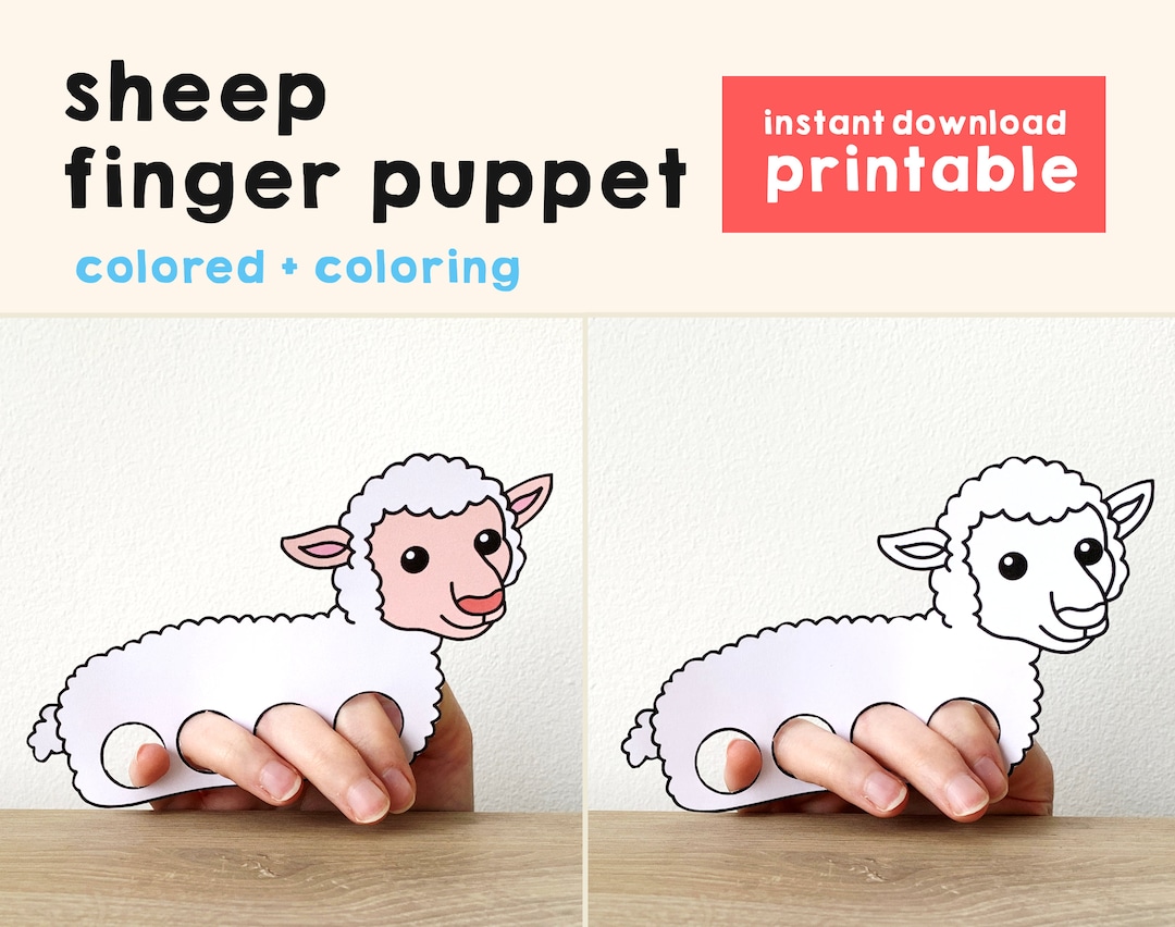 Sheep Paper Craft Printable Farm Animal Finger Puppet Pretend