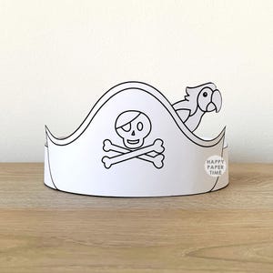 Piratenhoed papieren kroon sjabloon piratenkapitein partij hoofdband kleurplaat afdrukbare Kids Craft verjaardag gunst pdf gunst DIY - direct downloaden