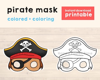 Piratenkapitän Maske Kostüm Held Maske druckbare Party Favor Handwerk Halloween Party druckbare Kids Party Favor Printable - Instant Download