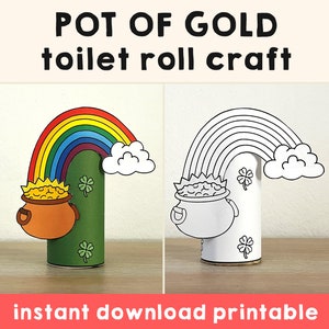 Pot of Gold Rainbow Toilet Paper Roll Craft Activity St. Patrick's Day ...