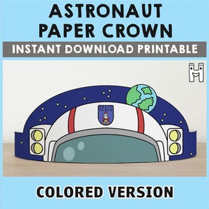 Corona di carta per casco da astronauta, spazio, astronomia, festa, fascia per capelli stampabile, lavoretti per bambini, costume di comunità, bomboniera di compleanno, download immediato