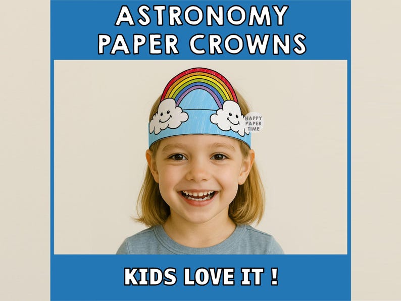 Astronomy Paper Crowns Coloring Sun Rainbow Moon Cloud Shooting Stars ...
