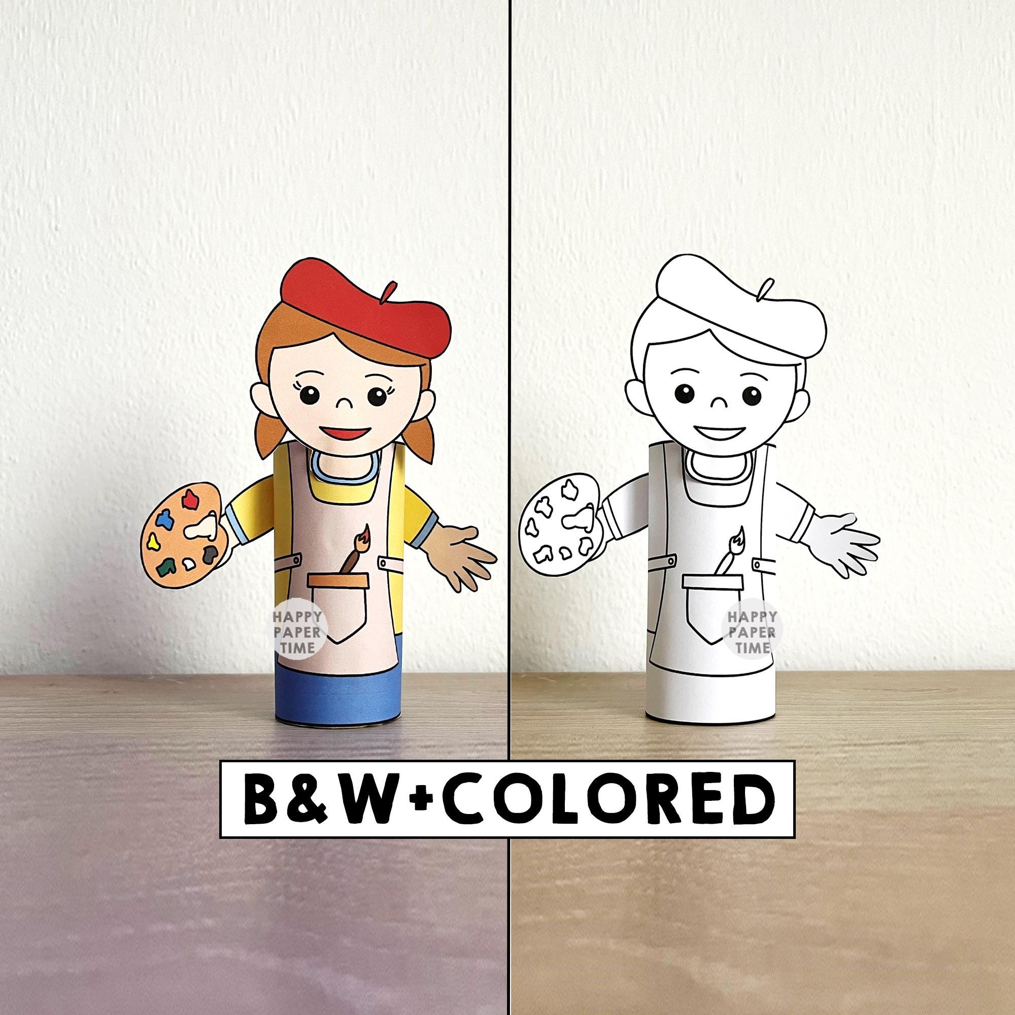 Artist Painter Toilet Paper Roll Craft Party Coloring Printable…