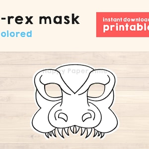 Trex Mask Dinosaur mask Dinosaur Costume Party Favor T-rex Mask Dinosaur Party Dinosaur Kids Dino party Printable Mask Instant Download