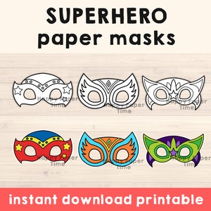 Superhero Masks Costume hero Mask Printable Party Favor craft Halloween Party Printable Mask Kids Party Favor Printable - Instant Download