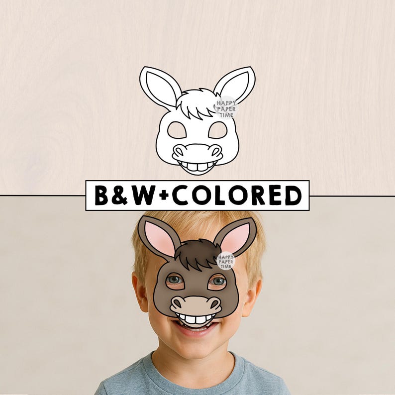 Donkey Mask Colour In Donkey Mask Template Costume Kids Diy Farm Animal Party Fun Favor ...