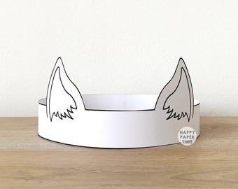Cat Ears Paper Headband Crown Hat Craft Activity Kids Party Coloring Printable Kitten Pussy Costume Birthday Favor DIY - Instant Download