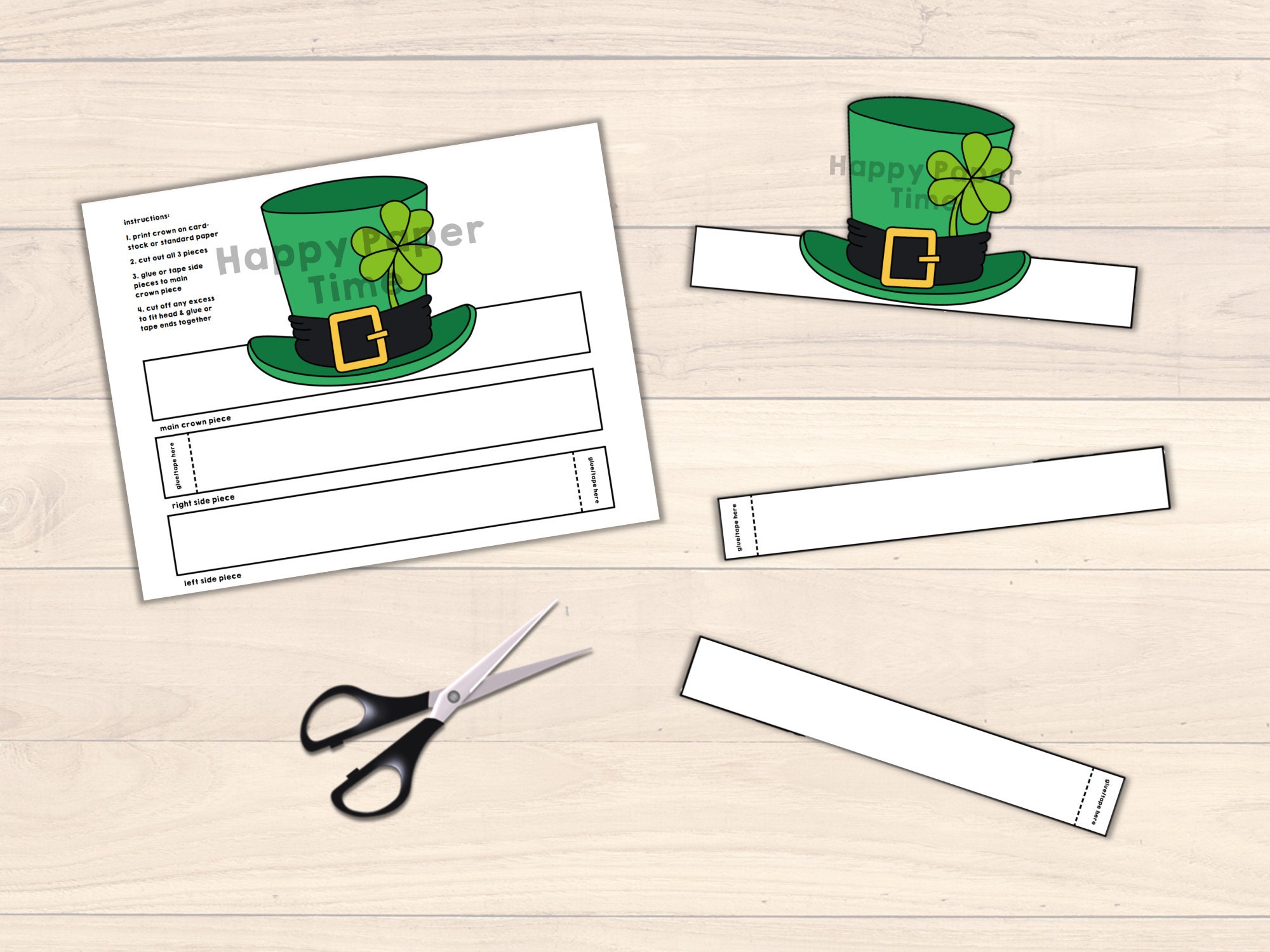 Leprechaun Hat Paper Crown Headband St Patrick's Day Party Activity ...