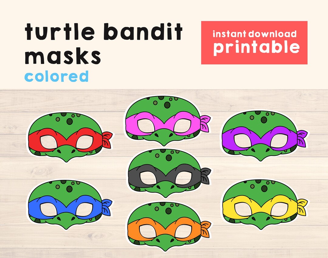 Turtle Bandit Masks Turtle Mask Printable Turtle Costume Diy Turtle ...