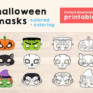 Halloween mask kids diy Halloween costume Pumpkin mask Witch mask Frankenstein mask Vampire mask Halloween Printable Masks Instant Download