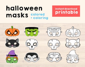 Halloween mask kids diy Halloween costume Pumpkin mask Witch mask Frankenstein mask Vampire mask Halloween Printable Masks Instant Download