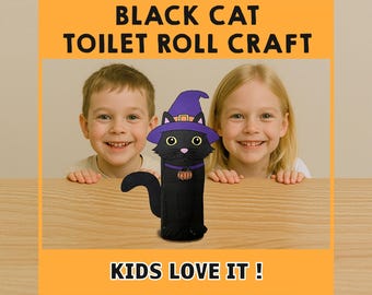 Black Cat Toilet Paper Roll Craft Halloween Spooky Party Coloring