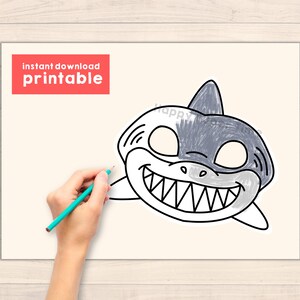 Shark Mask Shark Costume Template Paper Print Out Sea Ocean Animal Mask ...