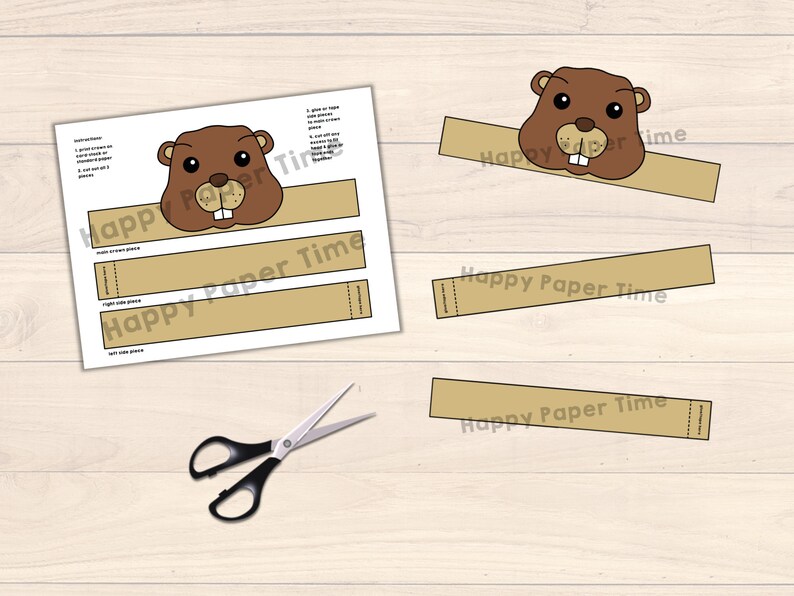 Groundhog Day Paper Crown Party Printable Kids Craft Spring - Etsy