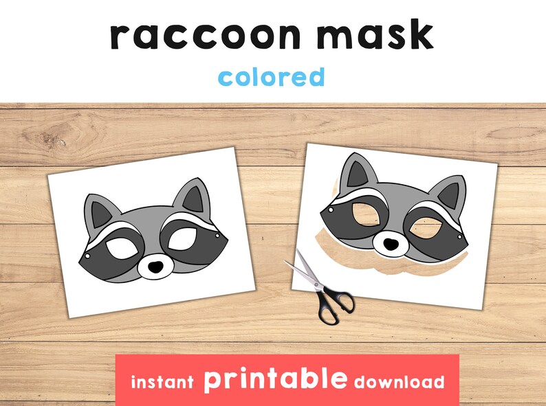 Raccoon Mask Raccoon Costume Animal Mask Printable Party Favor | Etsy
