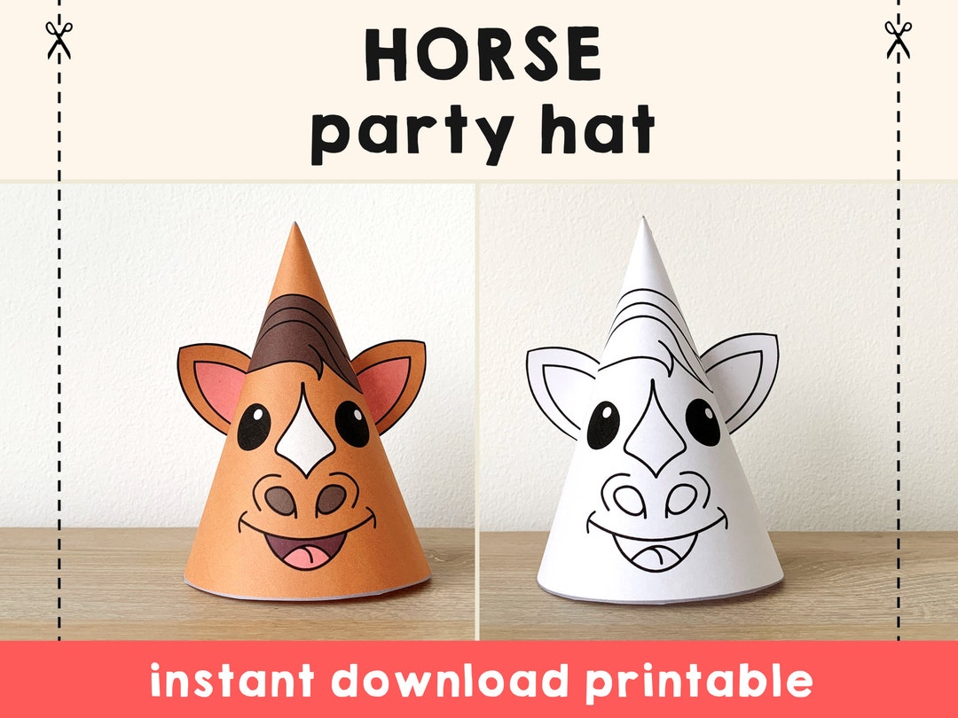 Horse Party Hat Paper Printable Template Print Farm Animal Table ...