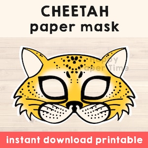 Cheetah party favor mask printable Cheetah costume mask Jungle Animal mask Jungle Party favor Animal Printable mask - Instant Download