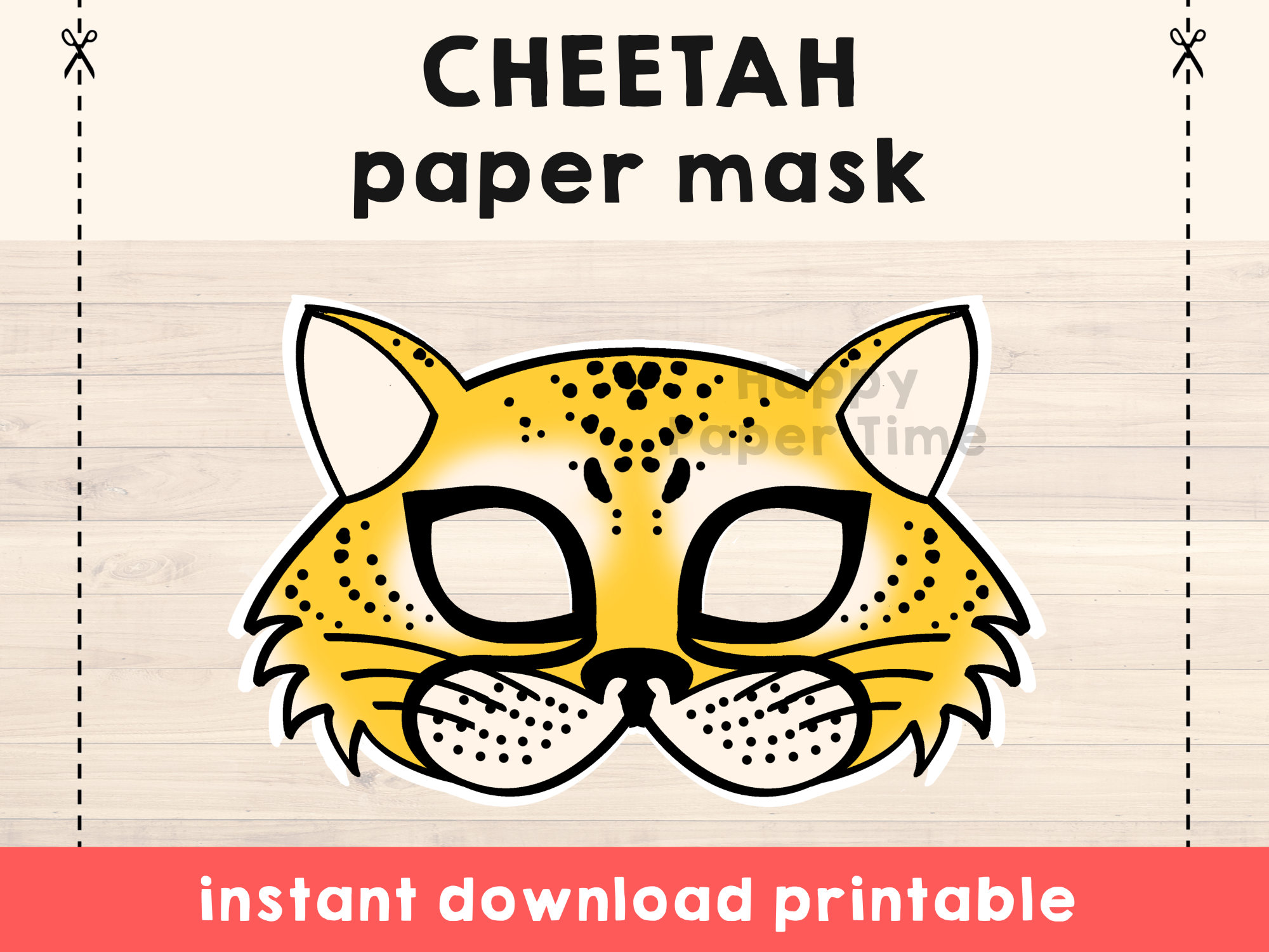 Cheetah party favor mask printable Cheetah costume mask Jungle Animal mask Jungle Party favor Animal Printable mask - Instant Download