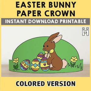 Lapin de Pâques chapeau papier couronne bandeau Pâques découpé fête activité imprimable enfants artisanat Costume imprimable faveur bricolage - téléchargement immédiat