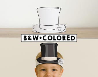 Zylinder Hut Papier Krone Kostüm Party Färbung druckbare Kinder Handwerk Kostüm Geburtstag druckbare Favor Kostüm DIY - Instant Download