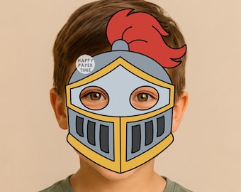 Knight Paper Mask Craft Helmet Costume Medieval Party Activity template Printable Mask Kids PDF - Instant Download