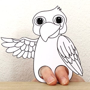 Parrot Paper Craft Printable Pet Animal Finger Puppet Bird Kids Craft Birthday Party Kids ...
