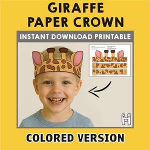 Giraffe ears Paper Crown Party Coloring Printable Kids Craft safari africa Costume Birthday Printable Favor Costume DIY - Instant Download