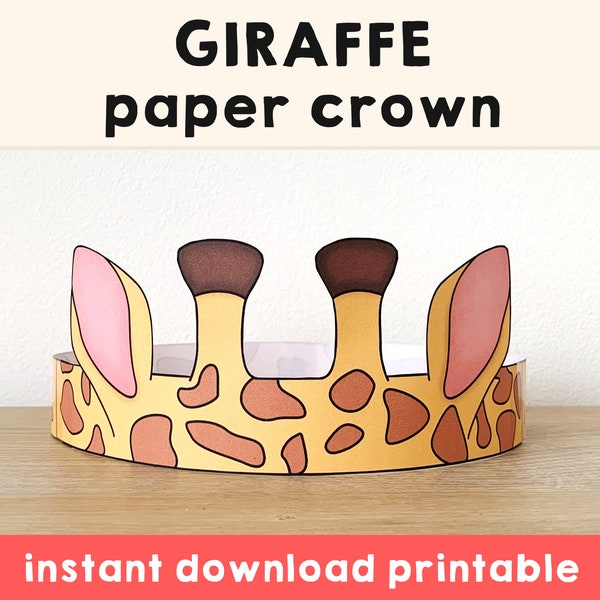 Giraffe ears Paper Crown Party Coloring Printable Kids Craft safari africa Costume Birthday Printable Favor Costume DIY - Instant Download