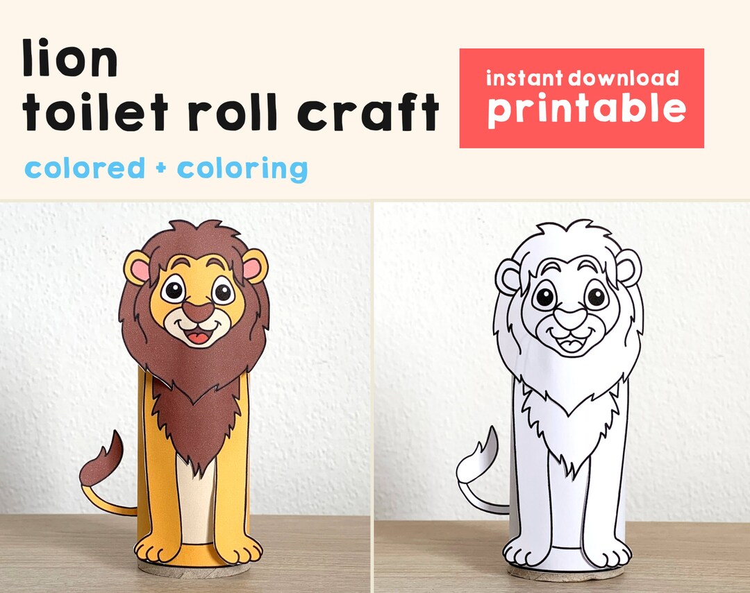 Lion Toilet Paper Roll Craft African Animal Safari Party Etsy