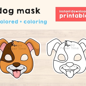 Dog Puppy mask Animal mask Party Favor Pet printable dog costume coloring craft kids template