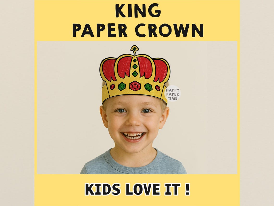 Prince Paper Crown Coloring Printable Kids Craft Prince Birthday Party ...