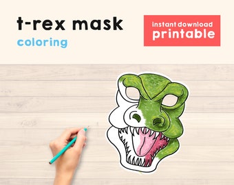 Trex Mask Dinosaur mask Dinosaur Costume Party Favor T-rex Mask Dinosaur Party Dinosaur Kids Dino party Printable Mask Instant Download