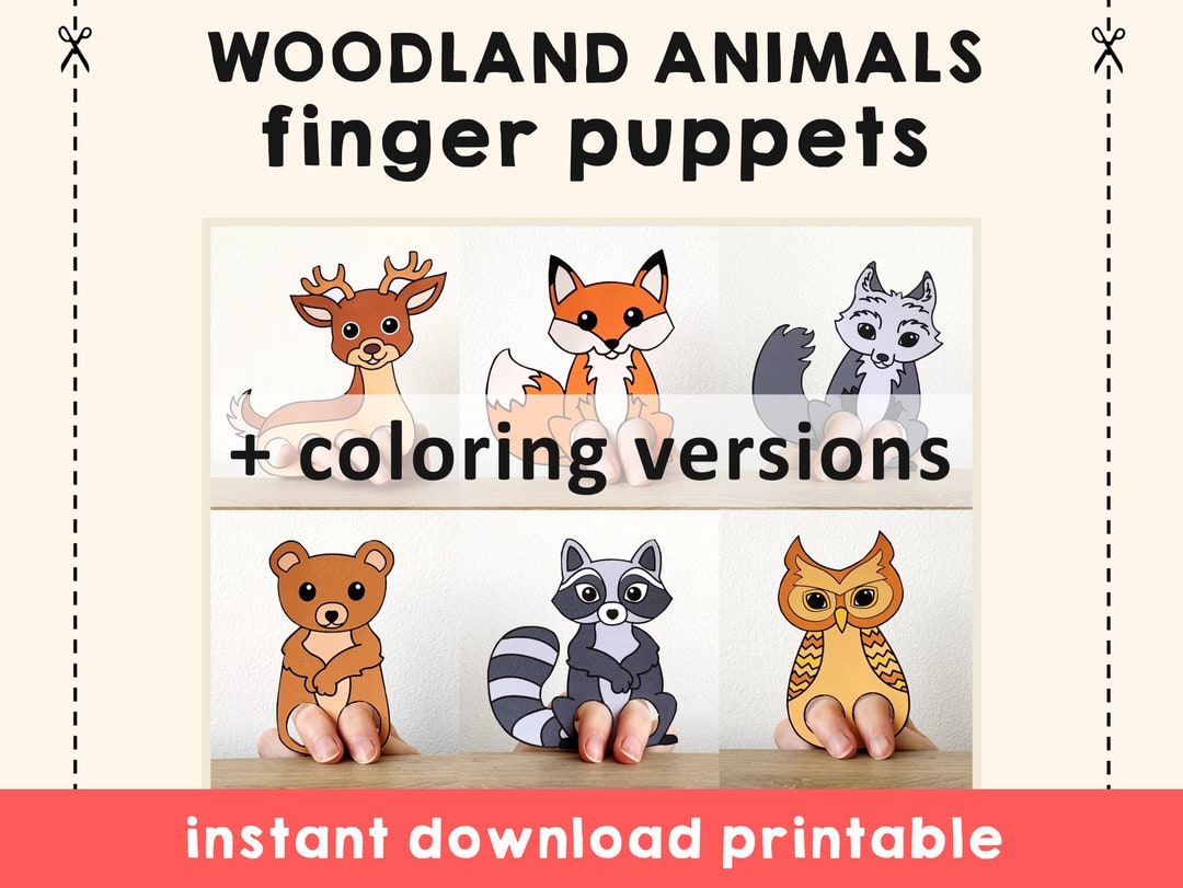 Woodland Animal Paper Craft Printable Finger Puppet Template Kids Craft ...