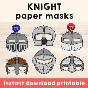 Favore del partito del cavaliere per bambini, tema di compleanno del cavaliere, festa del cavaliere, casco da cavaliere di carta fai da te Attività per bambini fai da te - Festa stampabile - Download istantaneo