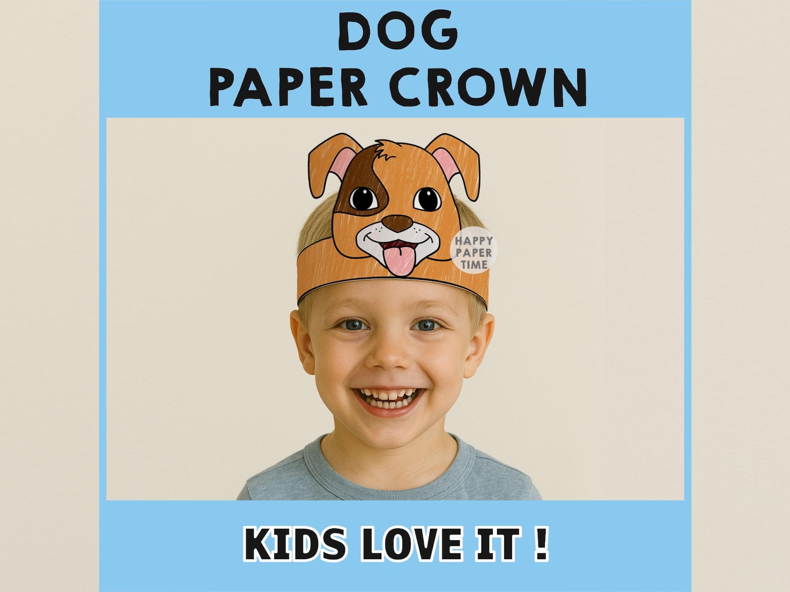 Dog Paper Crown Headband Pet Animal Coloring Printable Kids Craft Puppy ...