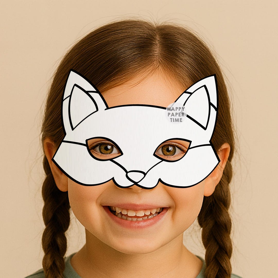 Fox Mask Paper Animal Mask Fox Coloring Party Favor Woodland Party Kids ...