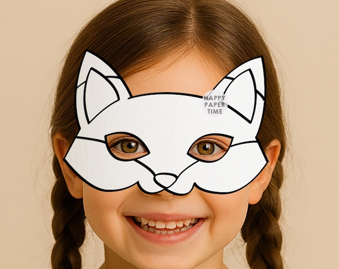 Printable Box Mask Fox Mask Printable Coloring, Paper DIY for Kids and Adults. PDF ...