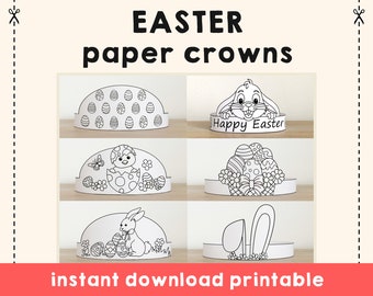 Easter Paper Crown Coloring Headband Easter Spring Cut Out Party Activity Printable Kids Craft Costume Favor Instant Download