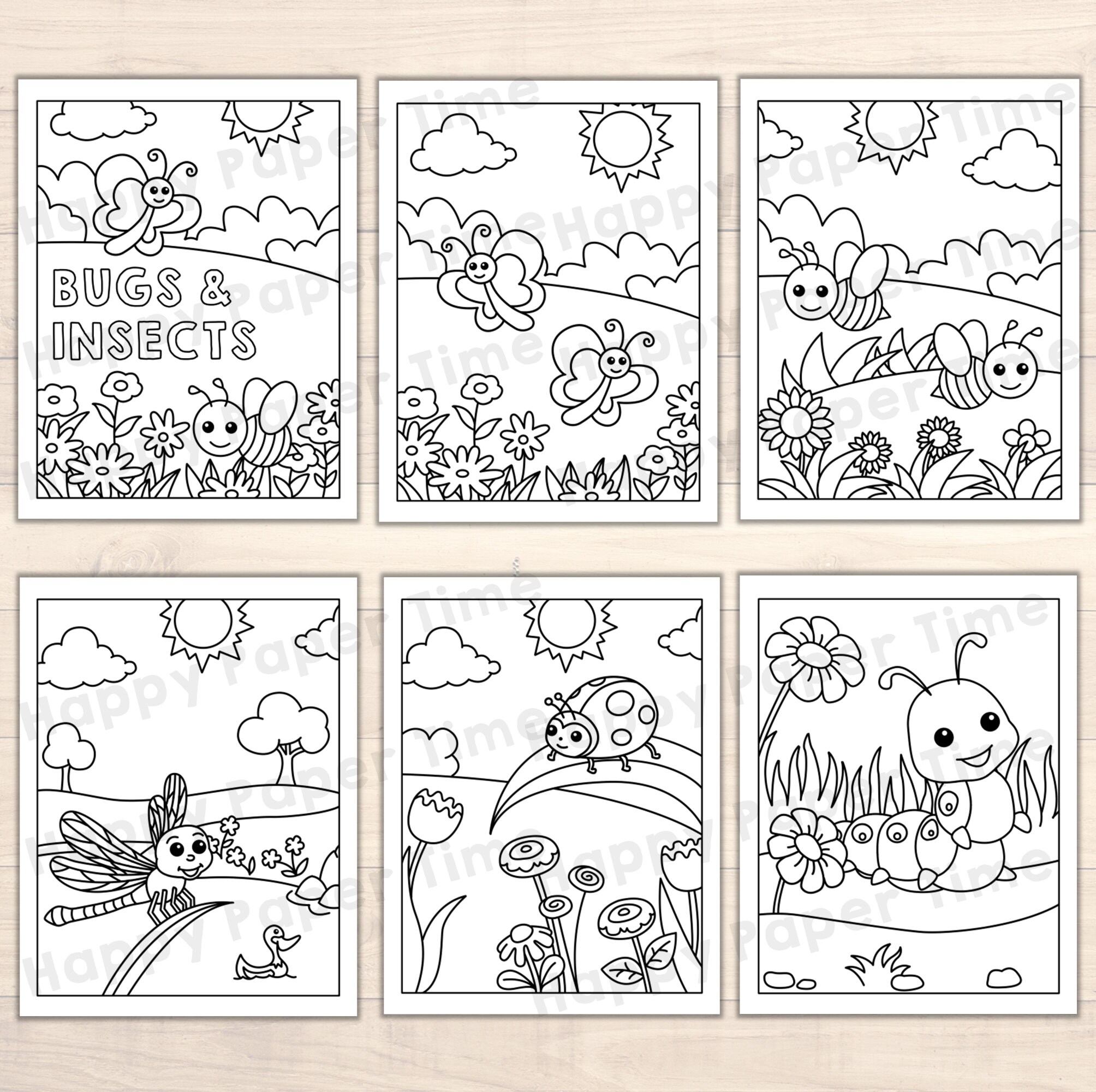 Bugs and Insects Coloring Pages - Animal Theme Printable Art Activity ...