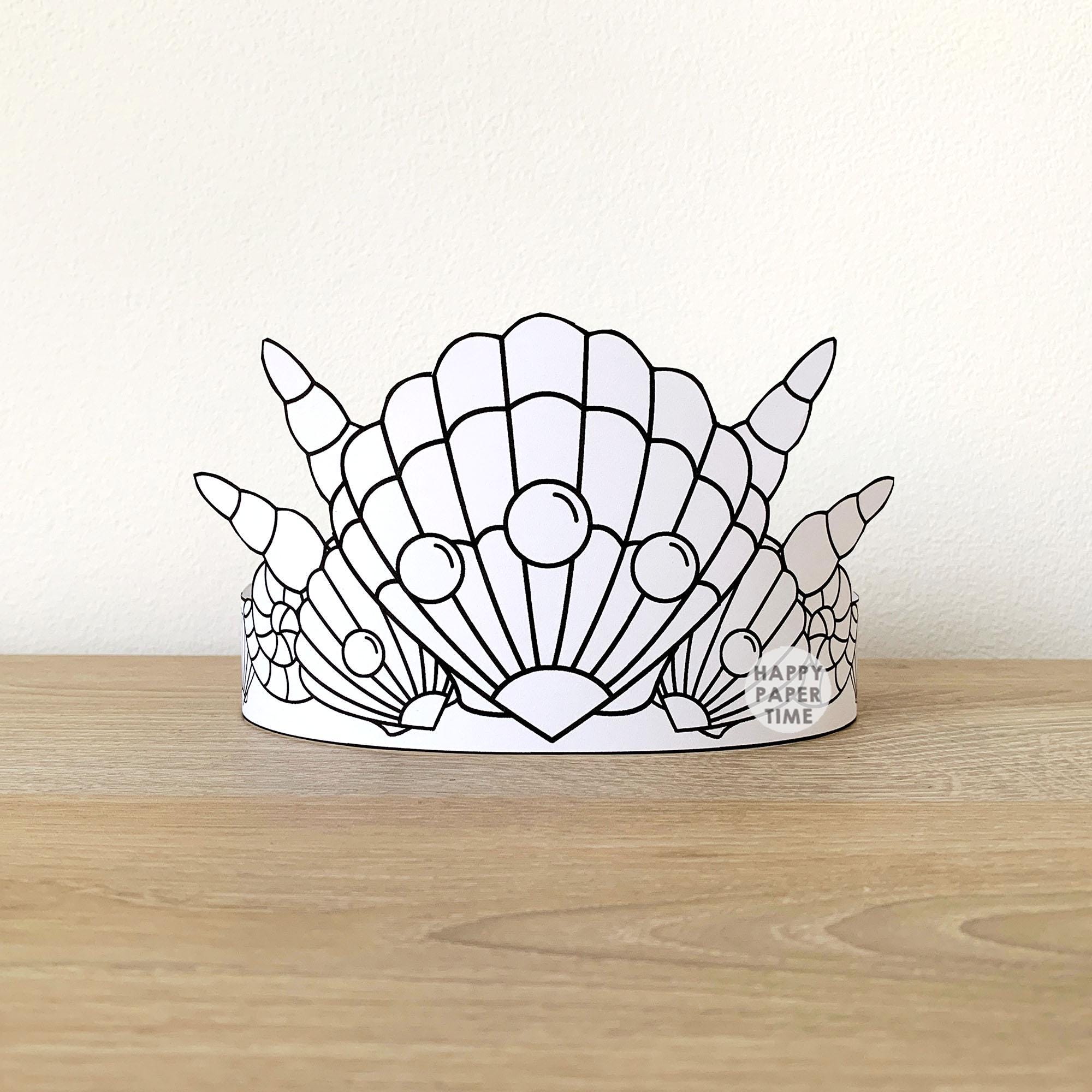 Mermaid Paper Crown Coloring Printable Kids Craft Mermaid Birthday ...