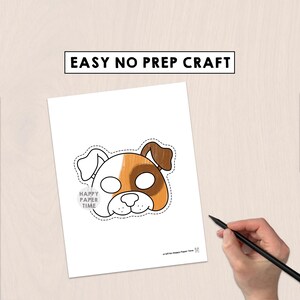 Dog paper mask costume pet animal coloring craft activity party favor animal printable mask - Instant Download PDF image 6