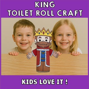 King Toilet Paper Roll Craft Medieval Fantasy Party Coloring Printable Decoration Kids Play Cut out Glue DIY - Instant Download image 4