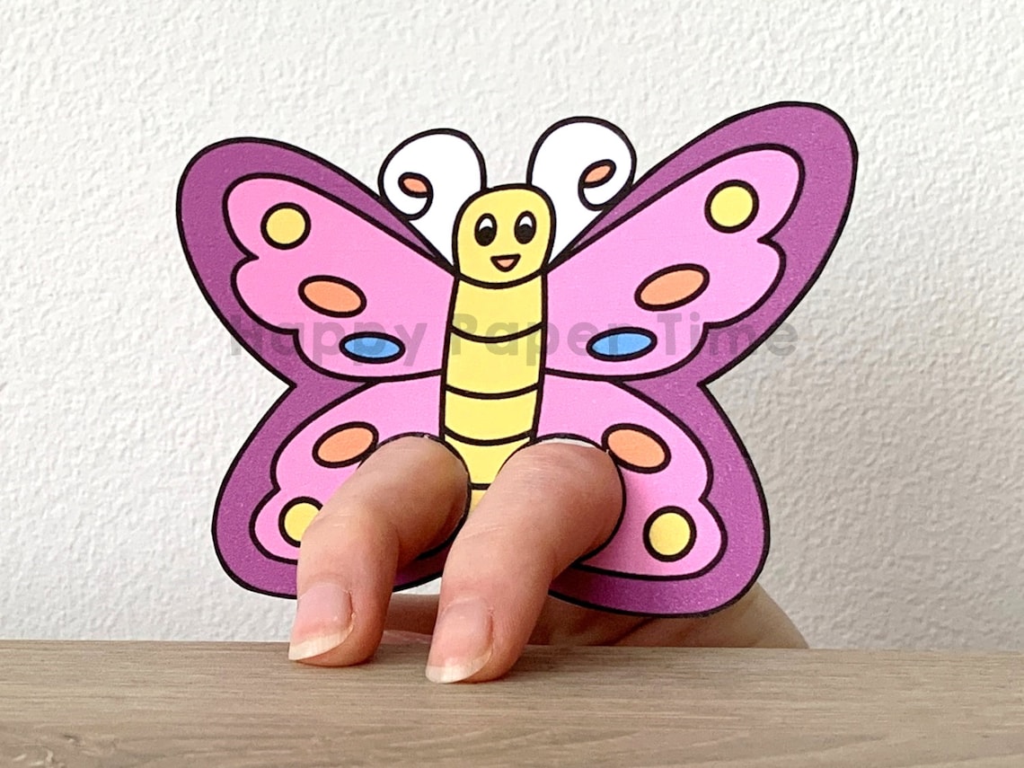 Butterfly Paper Craft Printable Finger Puppet Template Kids Etsy India