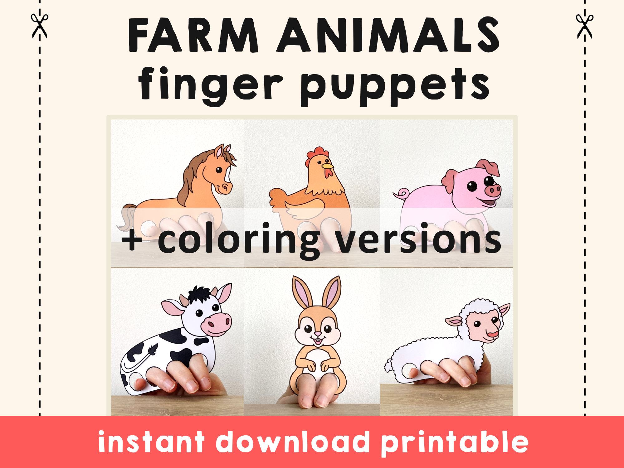 farm-animal-paper-craft-printable-finger-puppet-template-kids-craft-farm-birthday-party-kids-coloring-puppet-play-printable-download-etsy